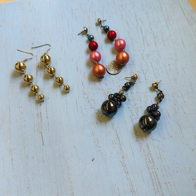 Beaded Dangle Earring Bundle Lot See Description For Details