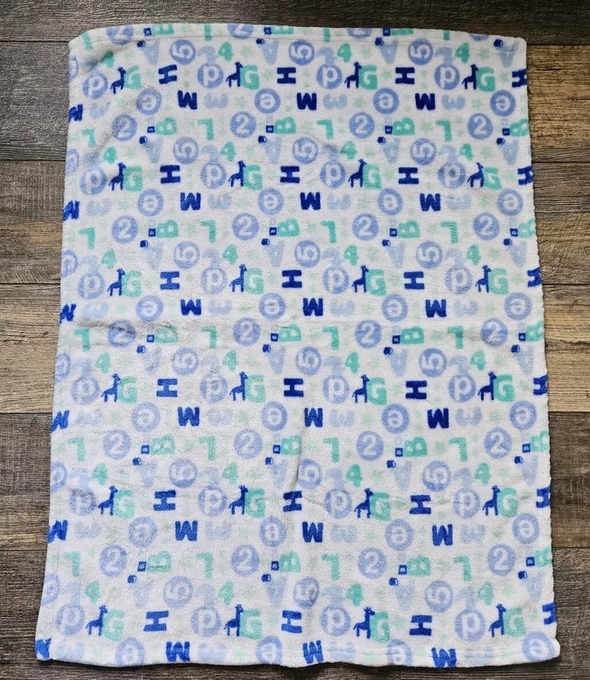 BABY STARTERS Blue Green Numbers Letters Giraffe Soft White Baby