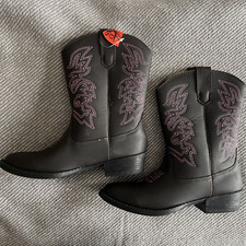 Deer Stags Cowboy Boots Girls/Kids Sz 2M Brown/Pink NIB