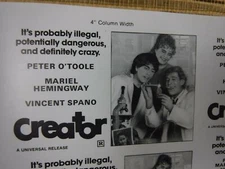 CREATOR Movie Mini Ad Sheet Vintage Advertising Poster Clip Art Film