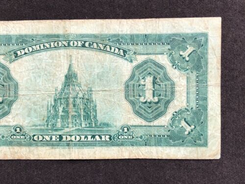 BANKNOTE DOMINION OF CANADA 1923 $ 1 EIN DOLLAR #A1125797 BLAUES SIEGEL - Bild 6 von 6