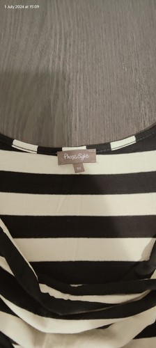 PHASE EIGHT size 10 black cream striped dress - Picture 5 of 6