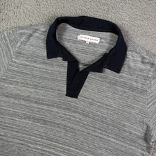 Orlebar Brown Polo Shirt Mens XL fits M Gray Navy Felix Melange Johnny Collar