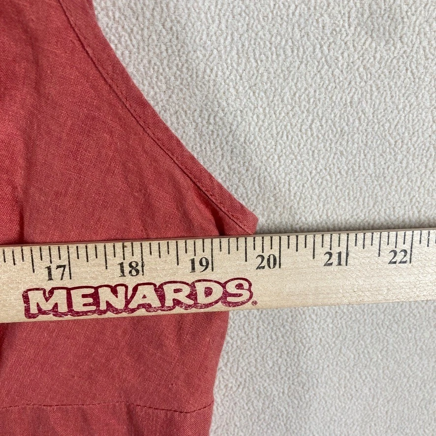 Top de mezcla de lino Axcess talla 14 babydoll terracota con cuentas cuello en V informal occidental Foto 4 de 4