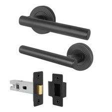 T-Bar Black Internal Door Handles & Latch Set - Handles & 44mm Backset Latch