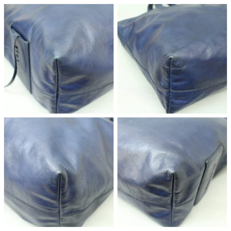 Bolsa tote de couro Jil Sander sacola de compras azul marinho - Imagem 4 de 4