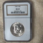 1963 Franklin Half Dollar MS 64 NGC 50C Silver Philadelphia