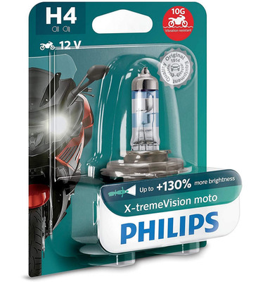 Philips H4 X-treme Vision+ Moto | 12V 55W | +130% Licht | NEU | 1x Lampe