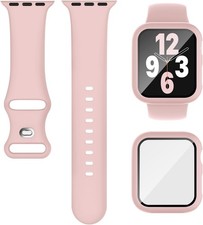 Soft Silicone Sport Strap and Case with Screen Protector for Apple Watch 40mm 41