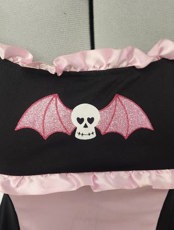 Girls Pink and Black Bat Halloween Costume Dress SZ Child LG 12-14 Amscan - Image 4 of 4