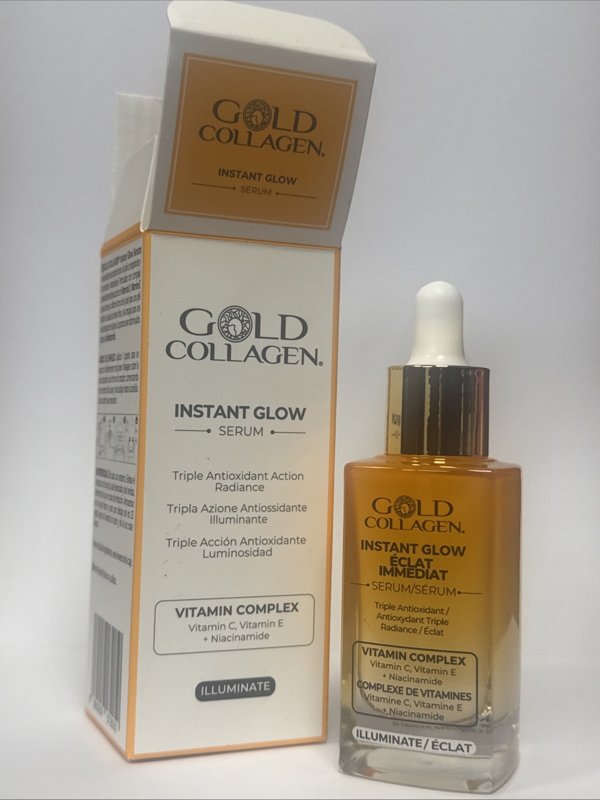 GOLD COLLAGEN Instant Glow Serum- Vitamin C, Vitamin E & Niacinamide NEW