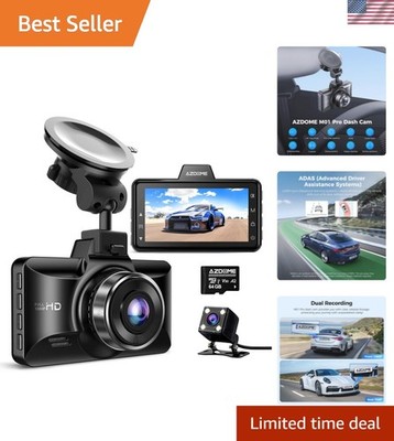 Advanced M01 Pro Dash Cam: Front & Rear Recording, Automatic Incident Detection
