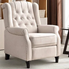 CANMOV Elizabeth Fabric Recliner Chair - Tufted Back Push Back Design