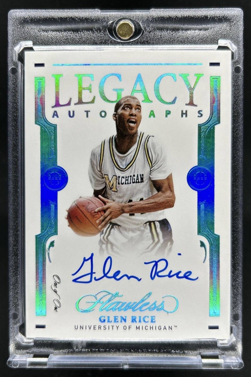 2021 Panini Flawless Collegiate Glen Rice Legends Platinum Auto Autograph #1/1 view 1