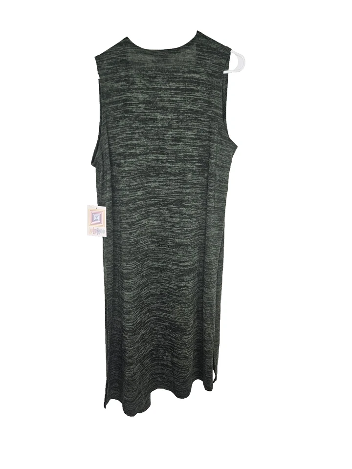 LuLaRoe Women’s Duster Vest Medium Green Heathered Sleeveless Open Front Long - Image 2 of 4