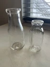 Lot of 2 Vintage Antique Glass Milk Bottles Lawsons Tattersall Dairy Farmhouse
