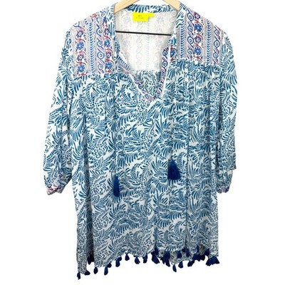 Roberta Roller Rabbit Womens Size L Serafina Tunic Cover Up Beach Boho Coastal