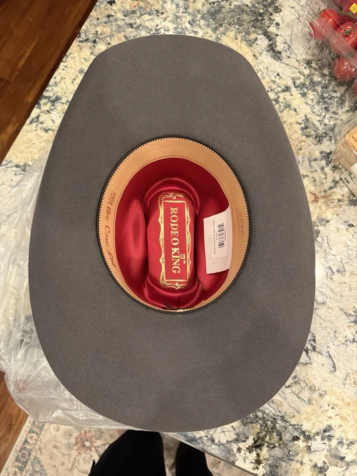 NUNCA USADO Rodeo King 7X Sombrero de Vaquero de Pizarra, Ala de 4”, Talla 6 7/8 Foto 2 de 4