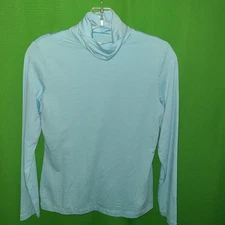 1219) NWOT LANDS' END x-small Shaped Fit turtleneck tee blue top new 