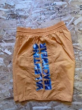 Vintage orange Valentino Swimwear Shorts with Blue Logo and size Large regular