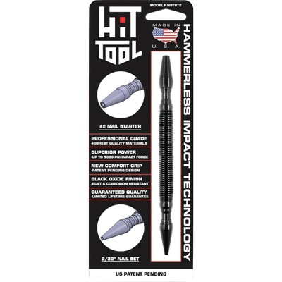 HIT Tool 2/32 In. x 7 In. HSS Steel Hammerless Spring Loaded Nail Starter & Nail