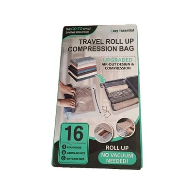 Cozy Essential Travel Roll Up Compression Bags, 16 Pack, No Vacuum Needed