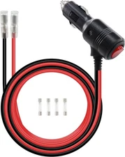 Cigarette Lighter Male Plug Cable with Leads & Switch ON/OFF, 12V-24V Heavy