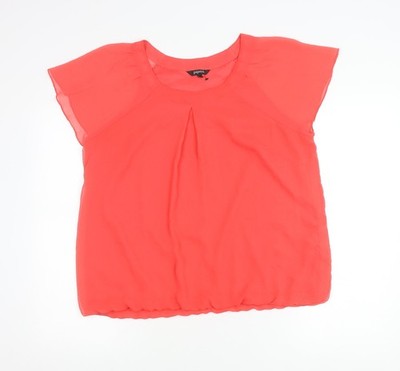 Papaya Damen Rot Chiffon Bluse Größe 18 U-Ausschnitt Kurzarm