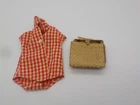 Vintage Barbie Picnic Set #967 Red Checkered Body Blouse Top & Basket 1960's