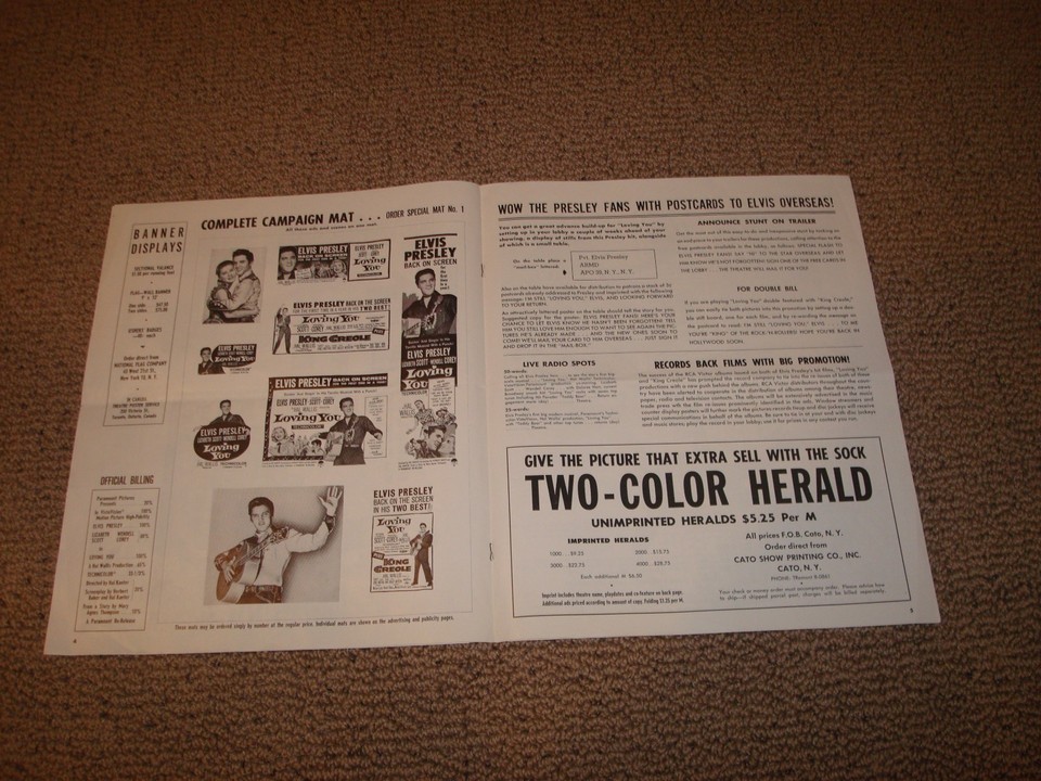 1959 Elvis Presley Loving You Pressbook Paramount Campaign Uncut HTF Re ...