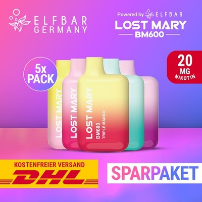 5 x Lost Mary BM600 E-Zigarette - ELF BAR E-Shisha - 20mg Nikotin - Alle Sorten