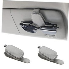 Magnetic Leather Car Sunglasses Holder  Ticket Card Clip - Car Visor Grey