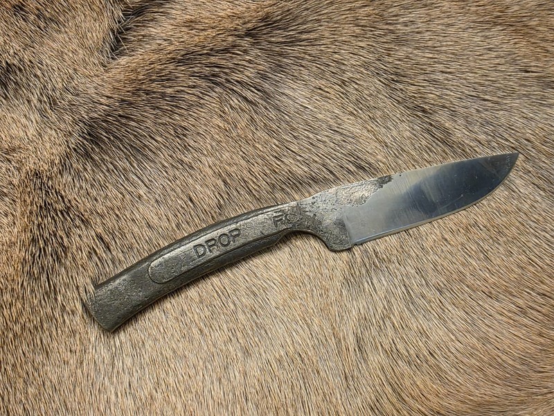 Hand Forged Drop Point Knife made from 1 1/4" Wrench Hunting Skinning