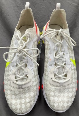 Nike React Element 55  Checkered White Crimson Volt 4 US 11 SIZE Very Good