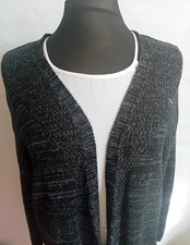 Damen Sanwich lange melierte offene Strickjac...
