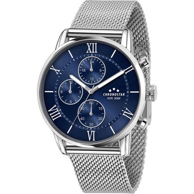 Chronostar Noble Watch R3753306001 Milanese Multifunction Mesh Blue