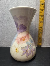 Vintage Ernestine Salerno Floral Vase 6" Italy Signed  Mixed Flower Pattern...