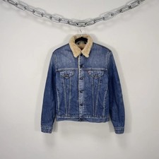 Vintage Levi  s Women  s Blue Denim Sherpa Jacket Trucker Fleece Lined M