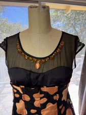 Rare Marc Jacobs Silk Black & Orange Dress Size 4 Mod Party Cocktail
