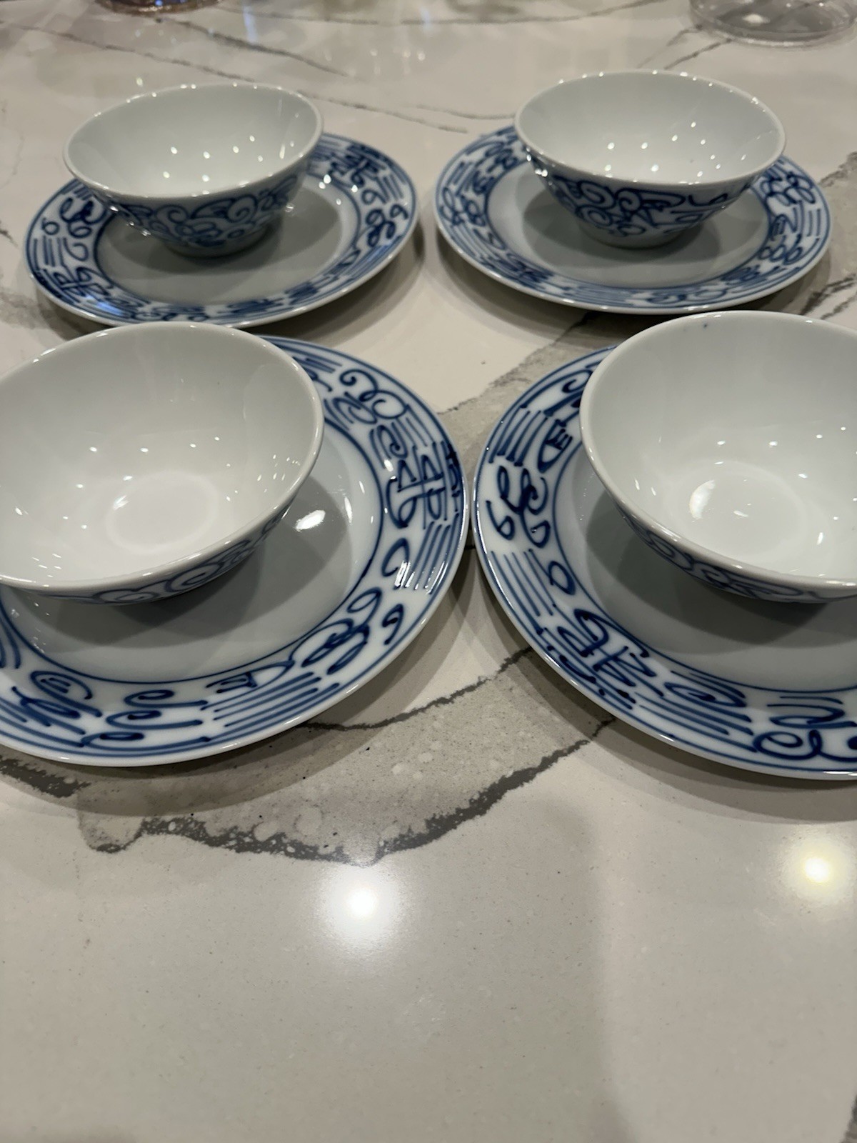 Vintage Asian Soup Bowl Dining Set Canton Express "Double Happiness"