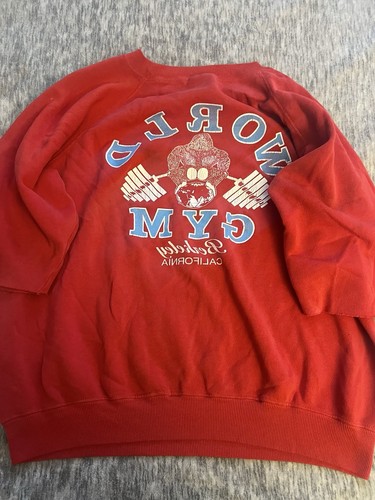 Vintage 80s World Gym Sweatshirt Size XL Berkeley California (READ DESCRIPTION) - Picture 2 of 8