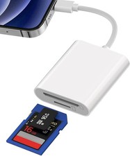 SD Card Reader for iPhone iPad, Digital Camera to iPhone Adapter, 2 in 1 Memory