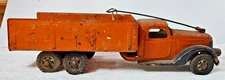 VTG 1940s Buddy L Sit-N-Ride Pressed Steel Dump Truck 24" Orange USA Toy - RARE