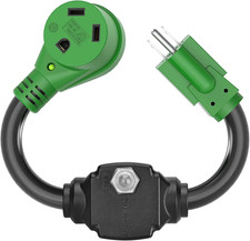 Overload Protector 30 Amp to 110 Volt RV Adapter Cord with Circuit Breaker, NEMA