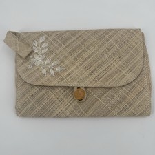 Collectibles Woven Straw Clutch Wallet Floral Embroidered Philippines