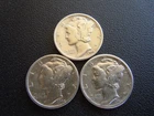 1944 S Mercury Dime Coin - 3 Coins  #10