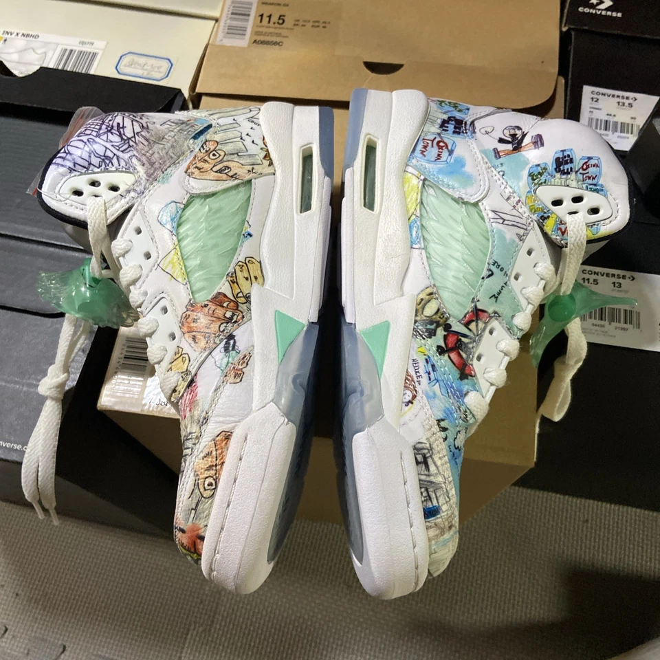 Air Jordan 5 retrô tamanho 4Y "Asas" AV3663-900 NOVO NA CAIXA 100% autêntico - Imagem 3 de 4