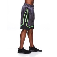 AND1 Basketball Shorts 11" Inseam Gym Workout Casual Pockets Gray Neon Green 3XL