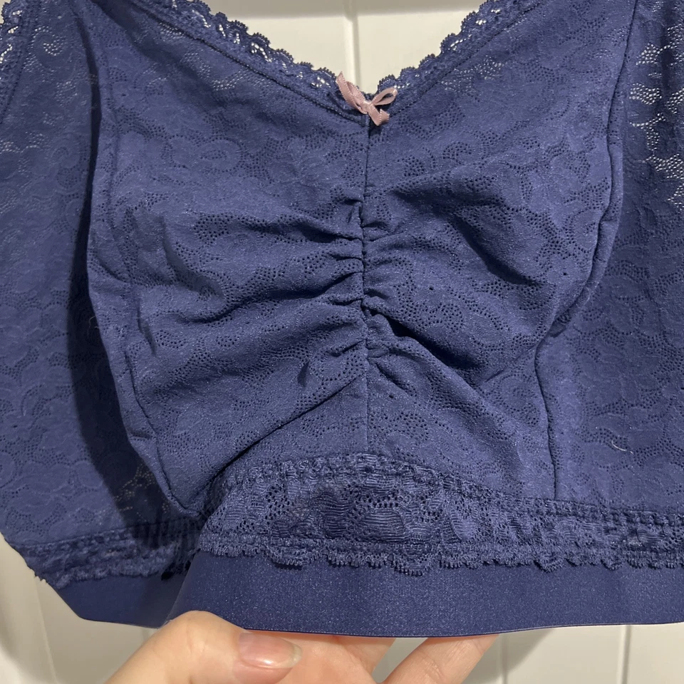 Cacique Bralette Unlined Wireless Navy Lace Lane Bryant Plus 26/28 - Image 2 of 4