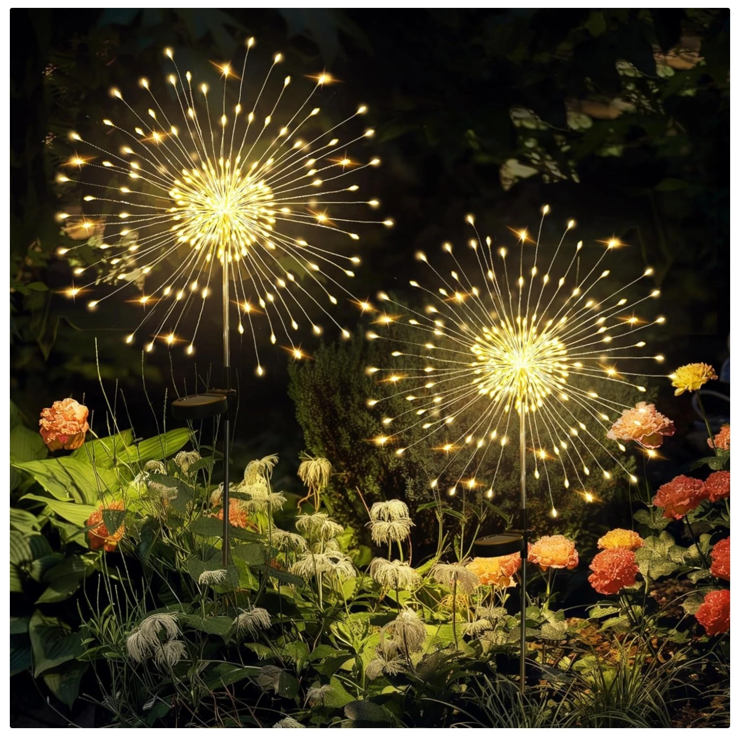 4th of July Decor Solar Lights - Yard Pathway Fairy Firework